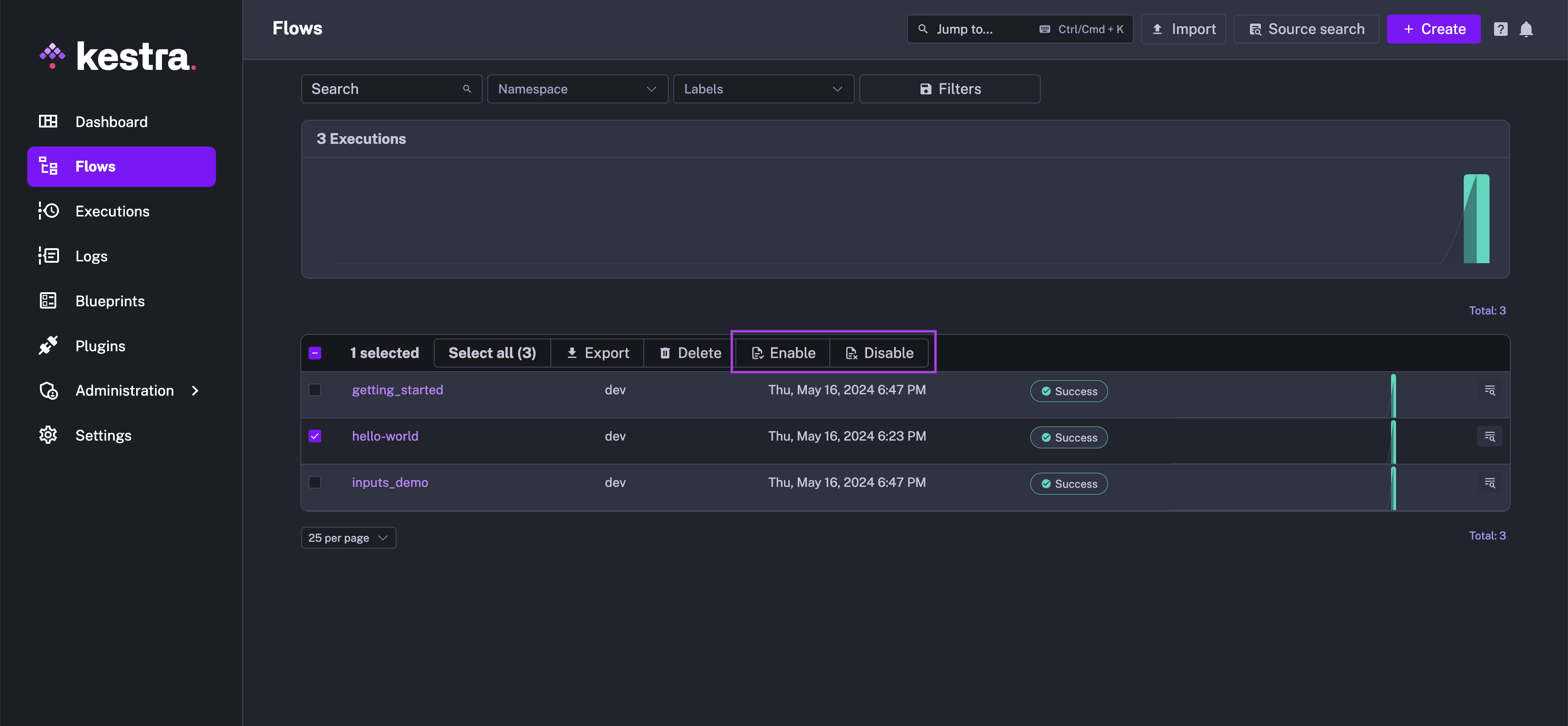 enable disable flow